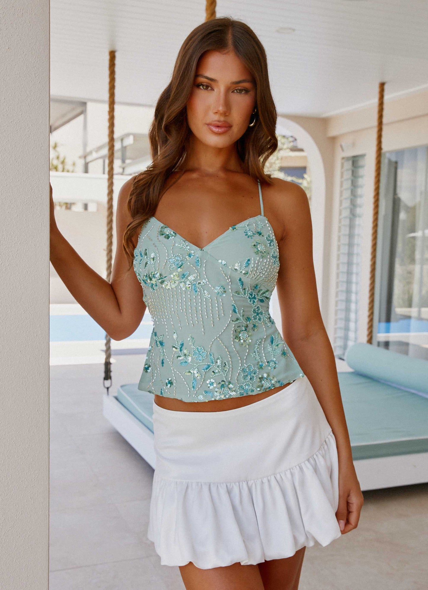 Sequin Cami Top - Mint