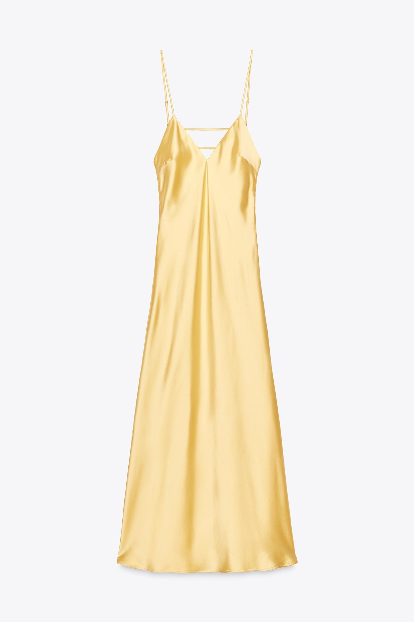 Satin Backless Dress – Soft Yellow