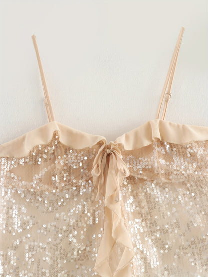 Sequin Ruffle Top - Champagne Glow