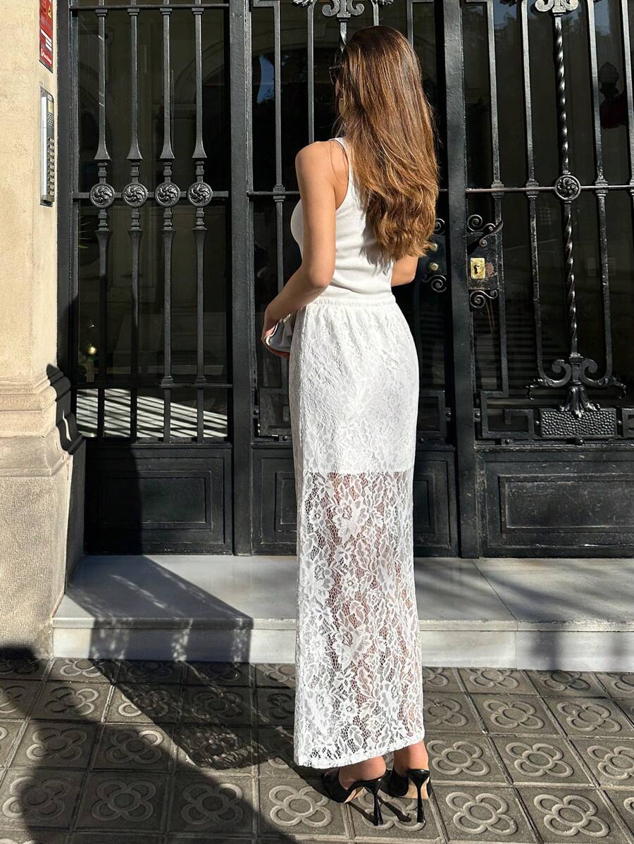 Lace Flare Maxi Rok