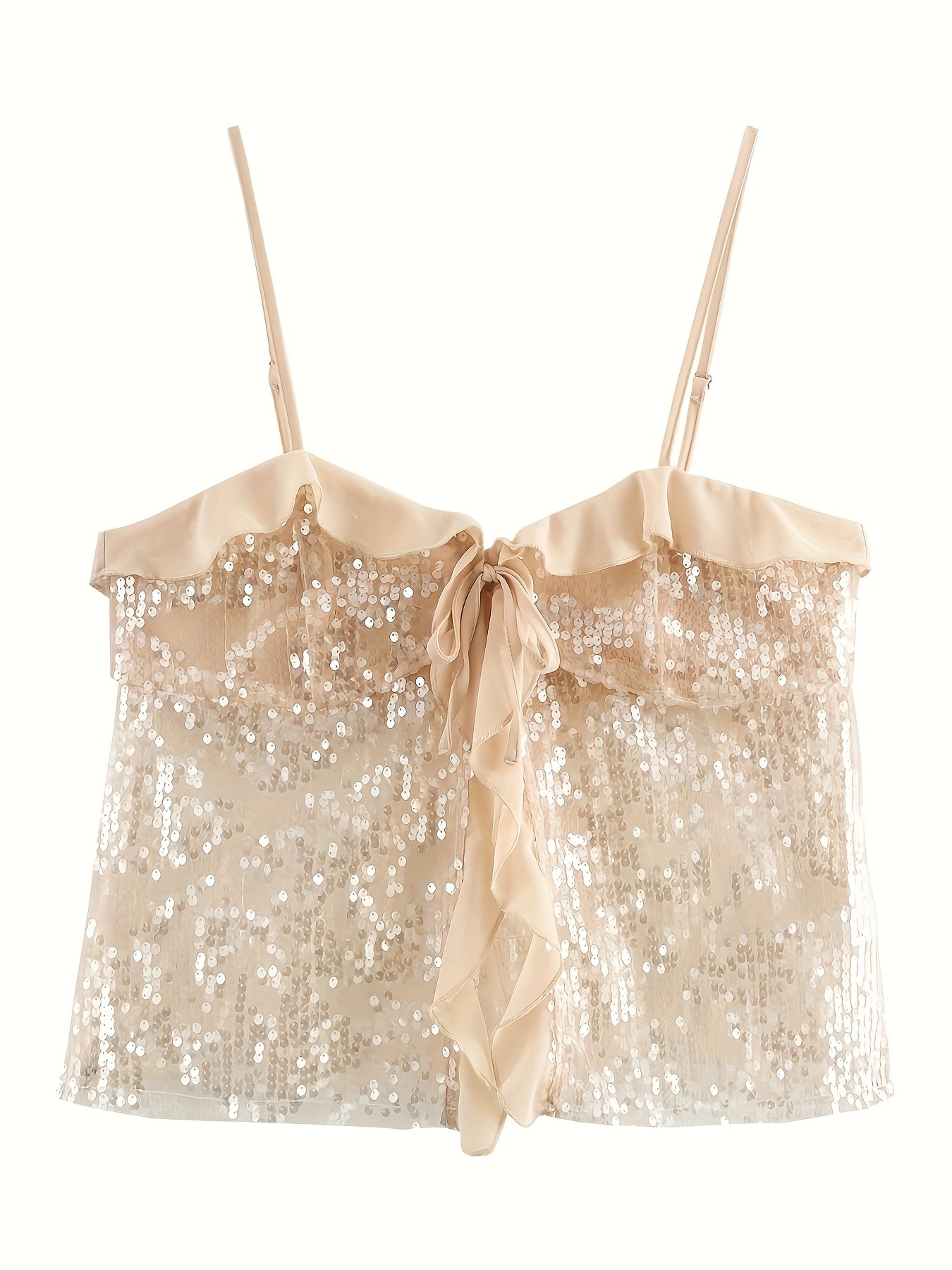 Sequin Ruffle Top - Champagne Glow