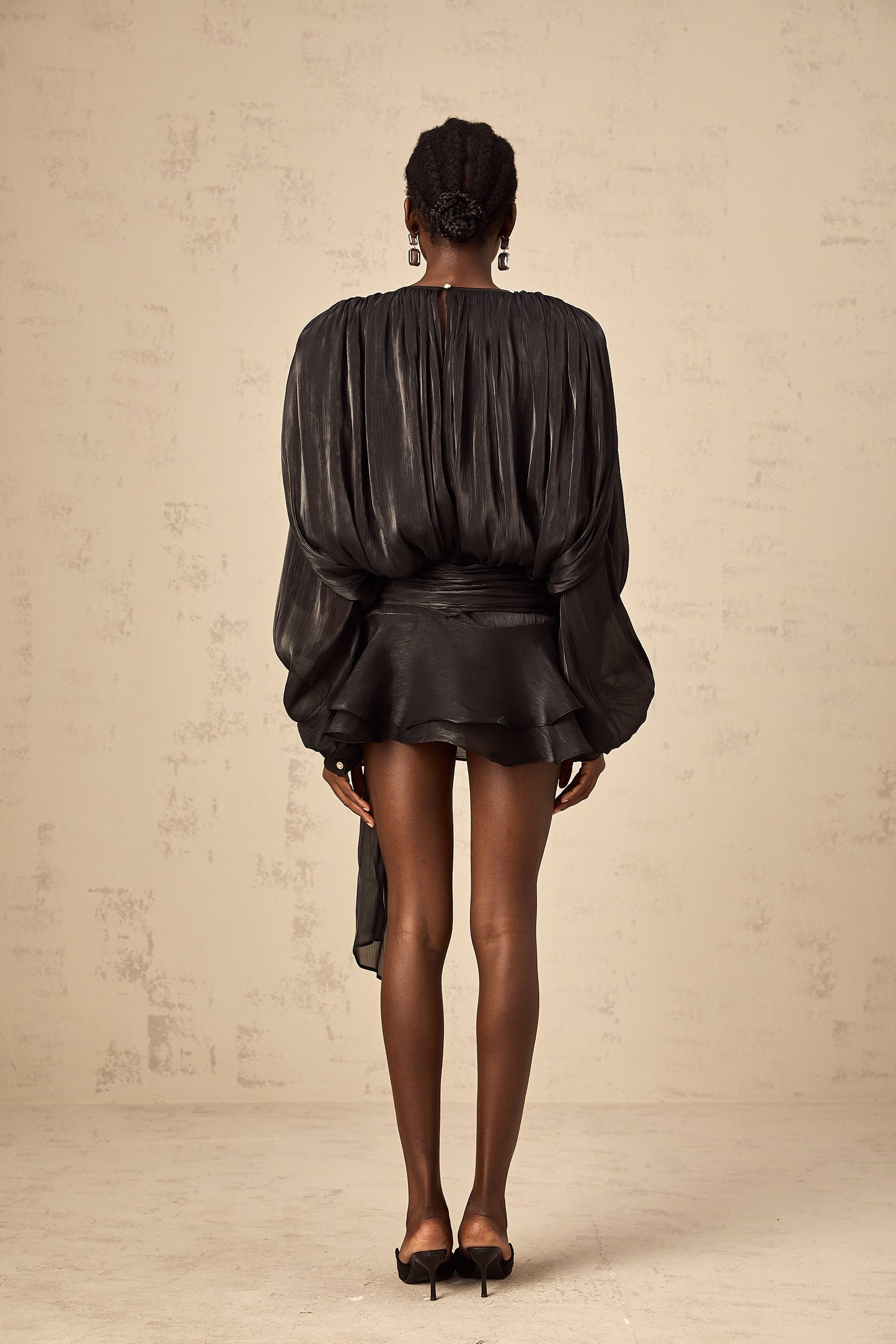 Fully Pleated Ruffled Mini Dress