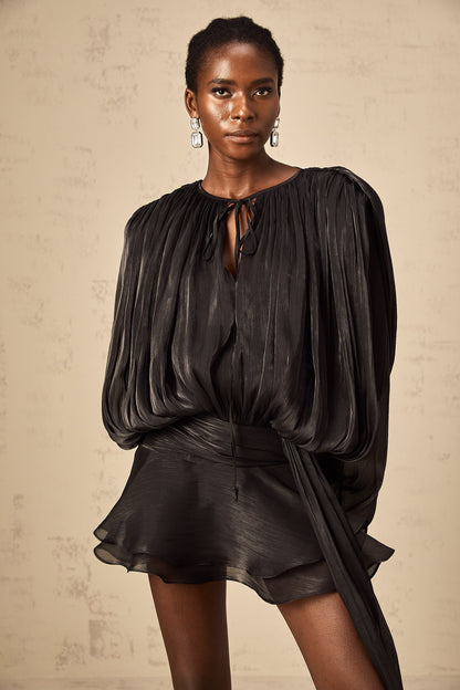 Fully Pleated Ruffled Mini Dress