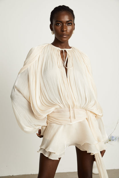 Fully Pleated Ruffled Mini Dress