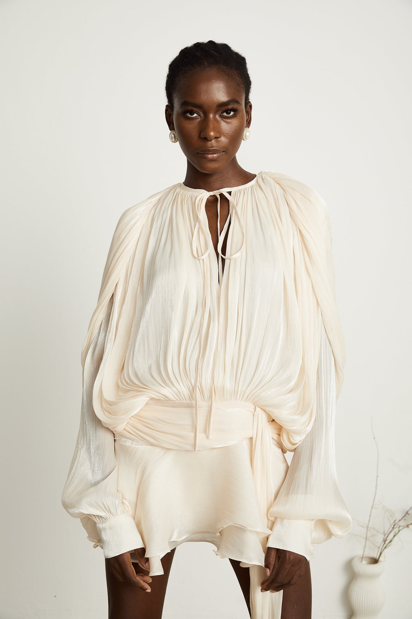 Fully Pleated Ruffled Mini Dress