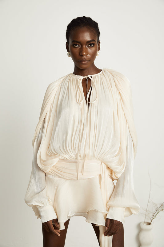 Fully Pleated Ruffled Mini Dress