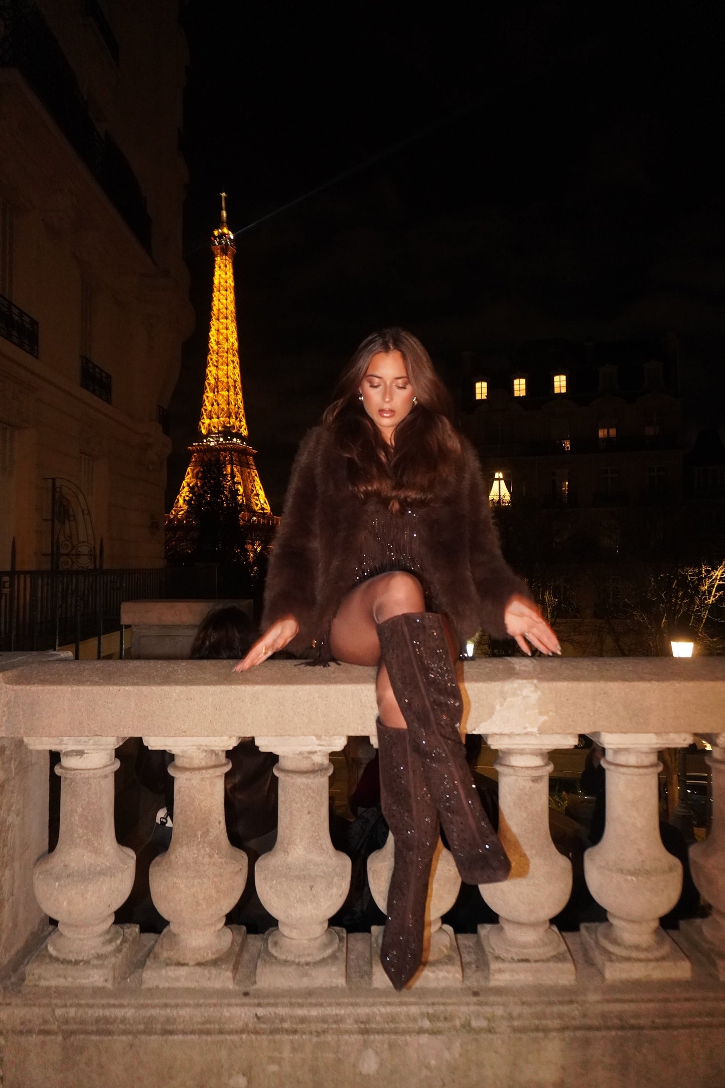 Bottes à strass Emilia | Marron