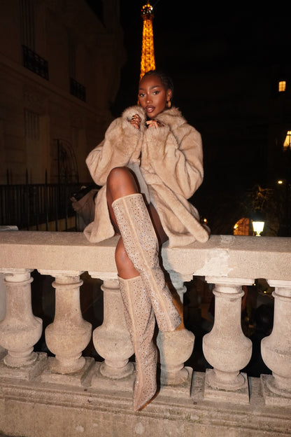 Bottes à strass Emilia | Taupe