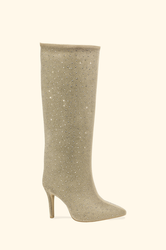Bottes à strass Emilia | Taupe
