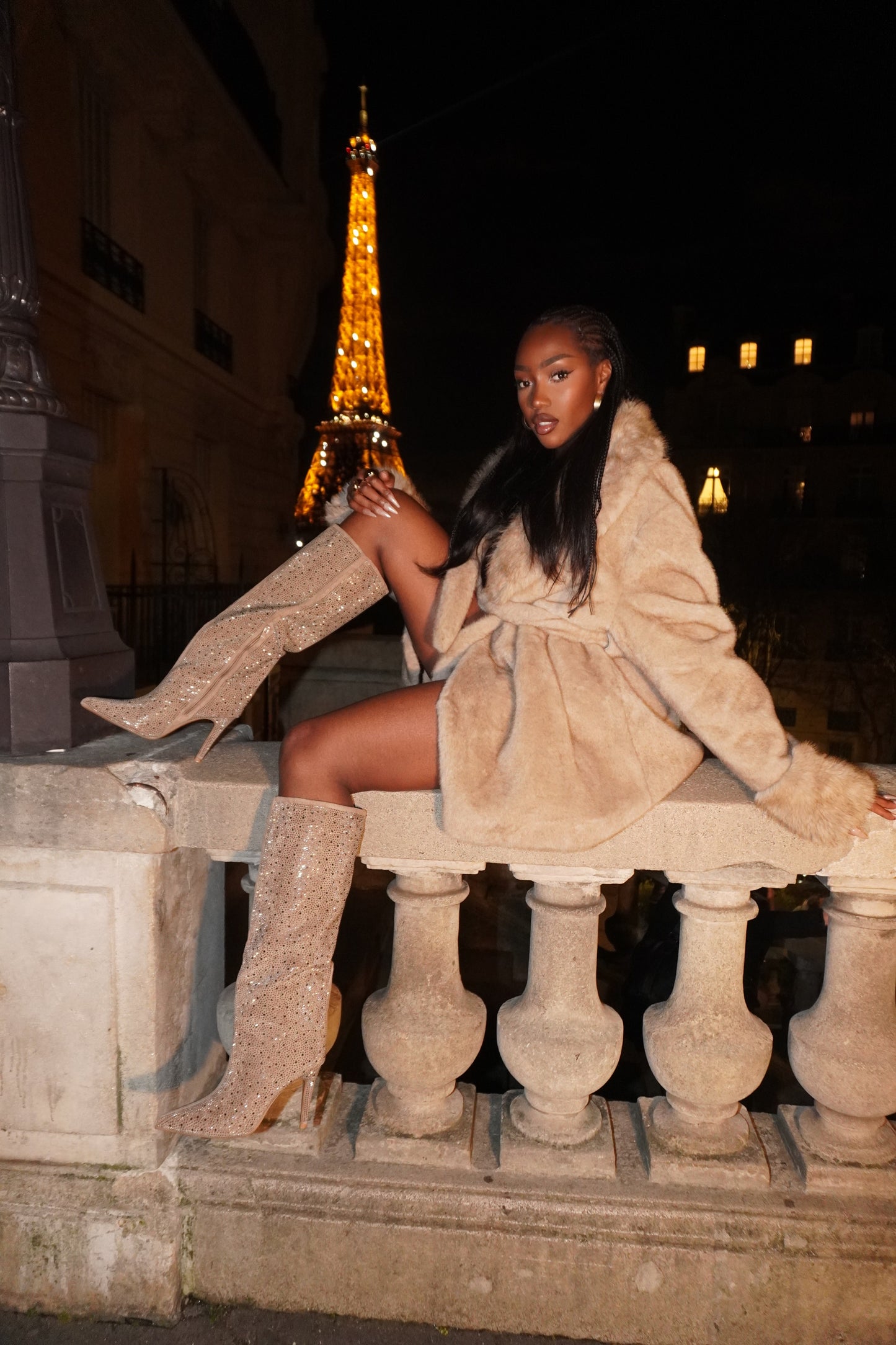 Bottes à strass Emilia | Taupe