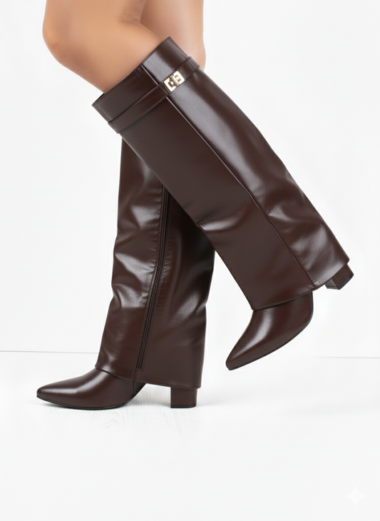 Chestnut | Gloss Knee High Boots