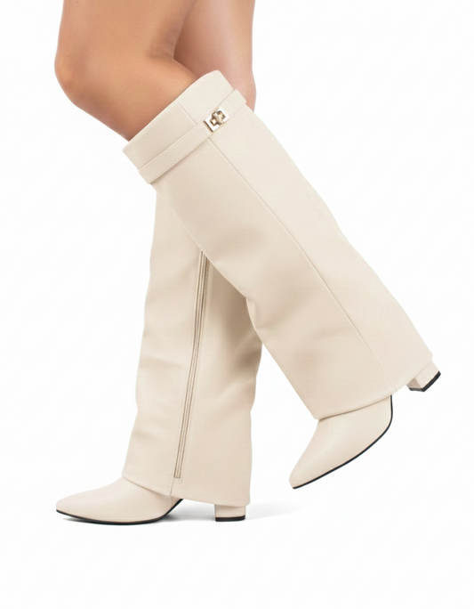 Champagne | Gloss Knee High Boots