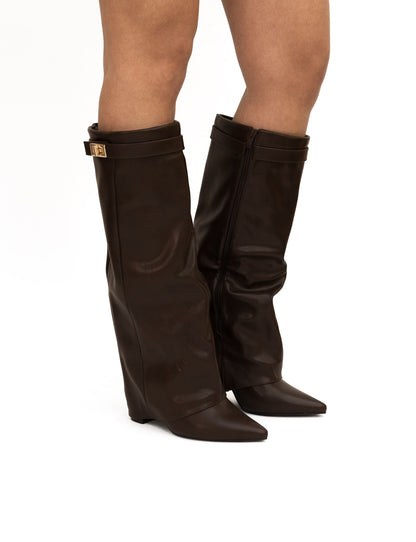 Chestnut | Gloss Knee High Boots