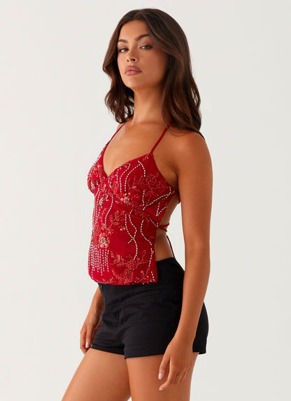 Sequin Cami Top - Red