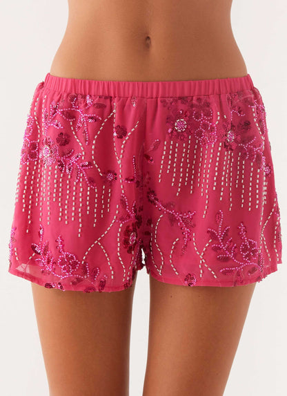 Sequin Mini Shorts - Magenta