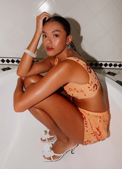 Sequin Mini Shorts - Orange