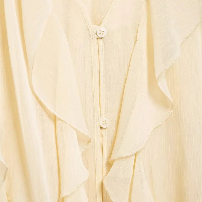 Ruffled Blouse - V-Neck