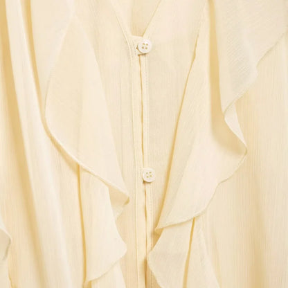 Ruffled Blouse - V-Neck