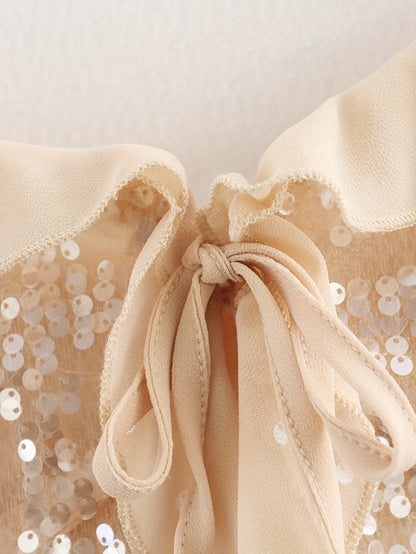 Sequin Ruffle Top - Champagne Glow