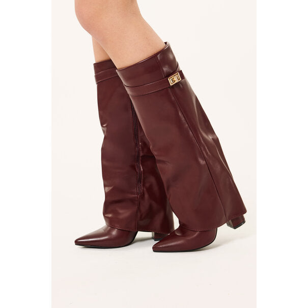 Bordeaux | Gloss Knee High Boots