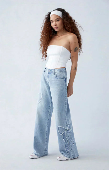 Amelie™ - Bow Baggy Jeans