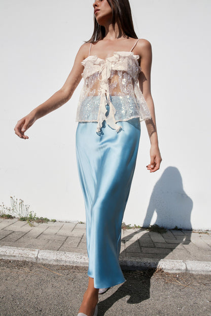 Sequin Ruffle Top - Champagne Glow